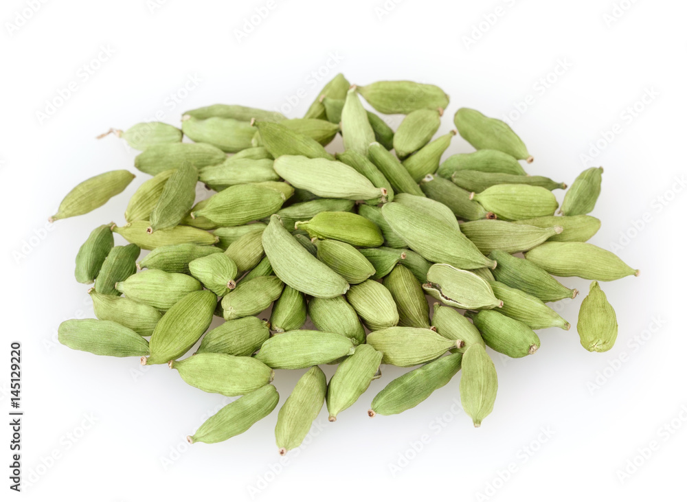 Green cardamom isolated on white background Green cardamom isolated on white background