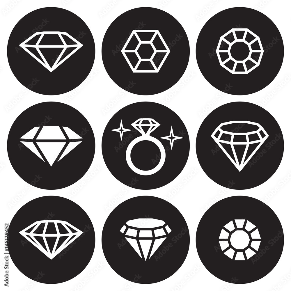 Diamond icons set Diamond icons set