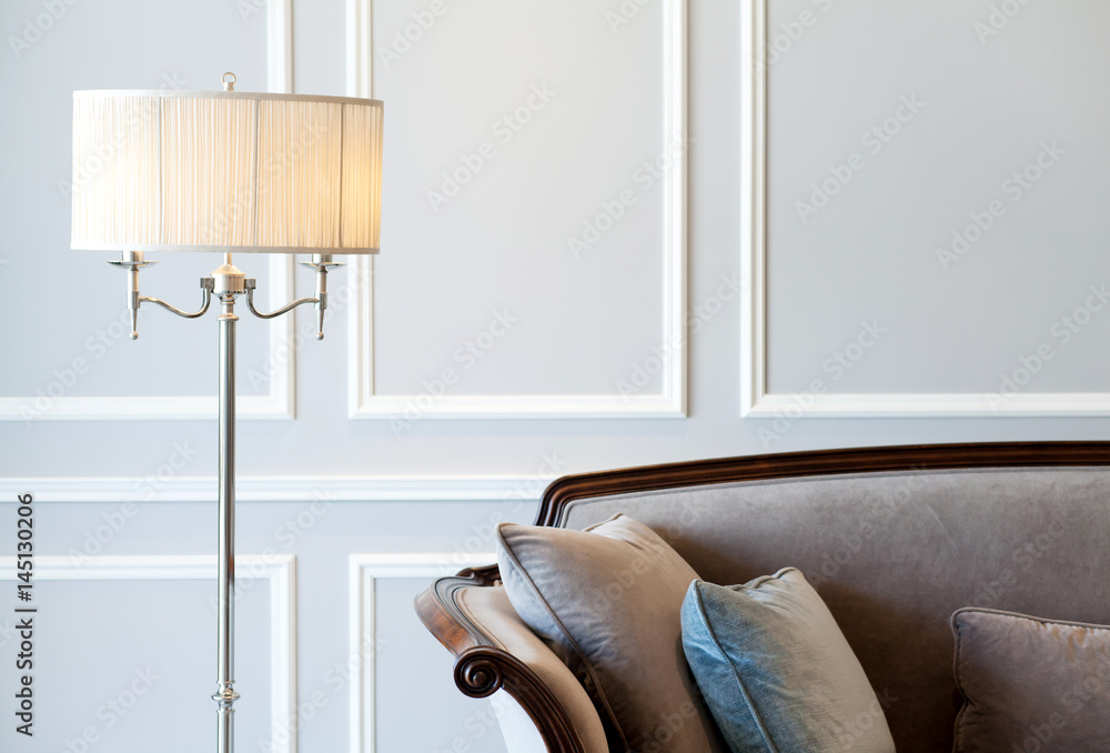 Relax area with lamp, selective focus