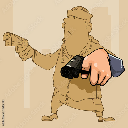 cartoon male perp with two pistol in his hands