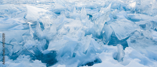Frozen ice Baikal Lake in winter, Russia