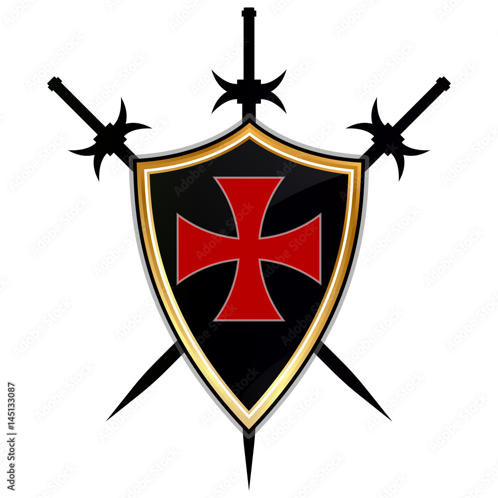Obraz premium Templar Shield vector icon.