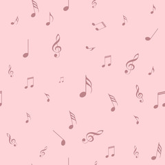 Acrylglasbilder Muster nach Farbe Abstraktes rosa Musikmuster mit Noten  © Elnur