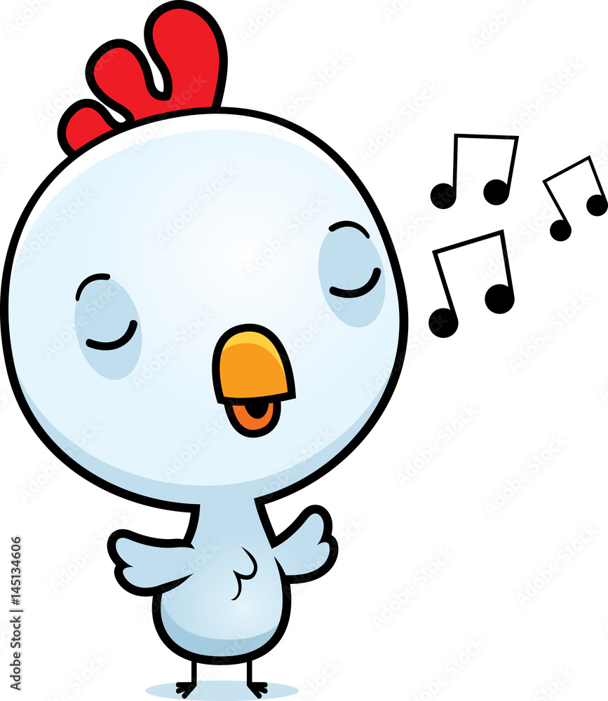 Obraz premium Cartoon Baby Rooster Singing
