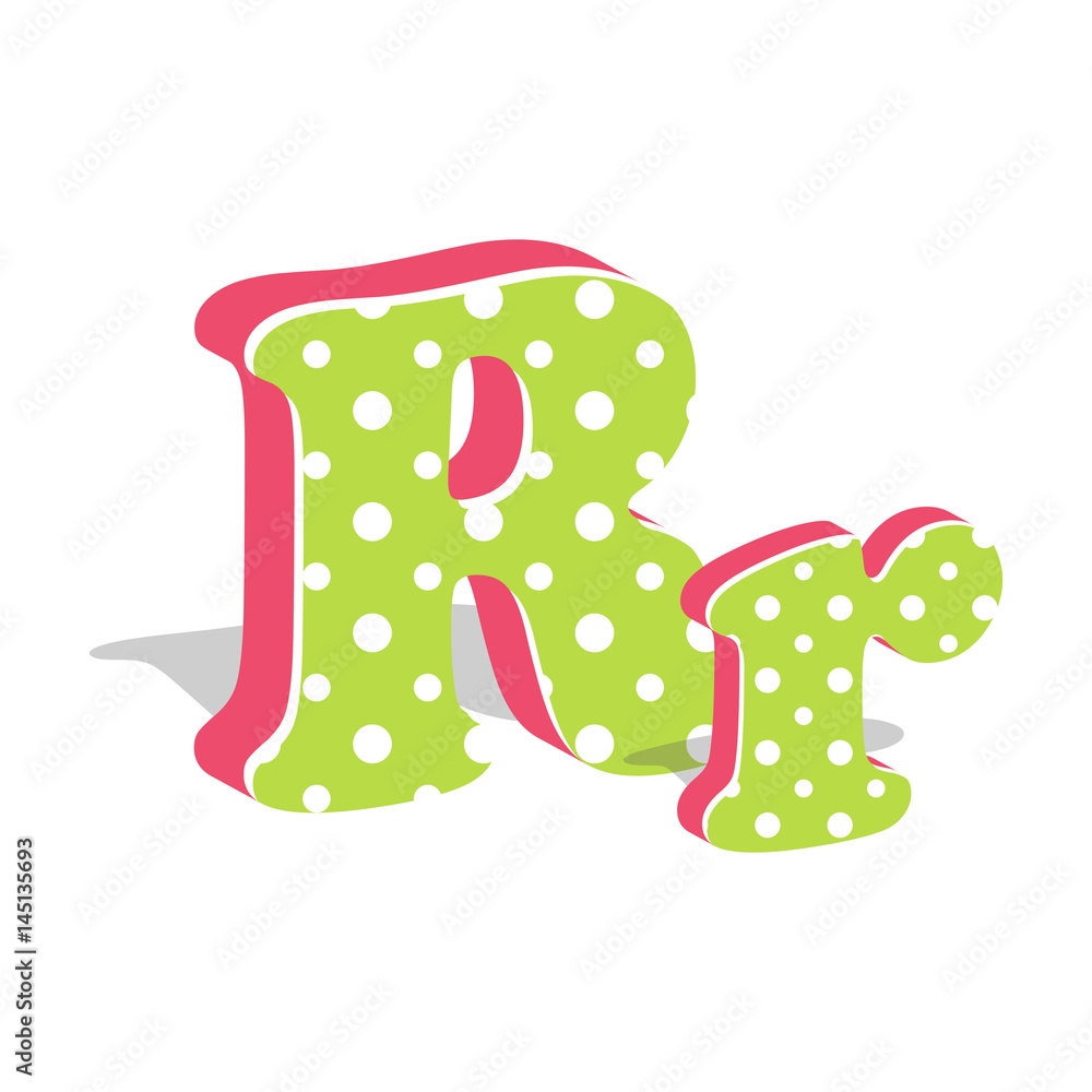 Capital and numeric cute dotted 3d letter F isolated on white background. Vector illustration. Capital and numeric cute dotted 3d letter F isolated on white background. Vector illustration.