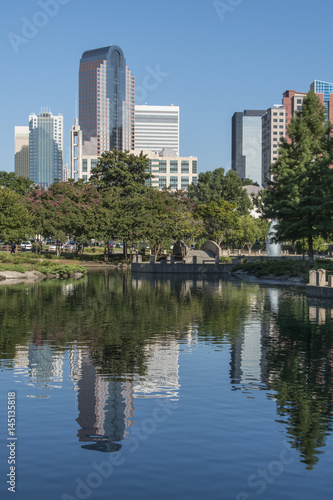 Charlotte vertical skyline view from Marshall Park