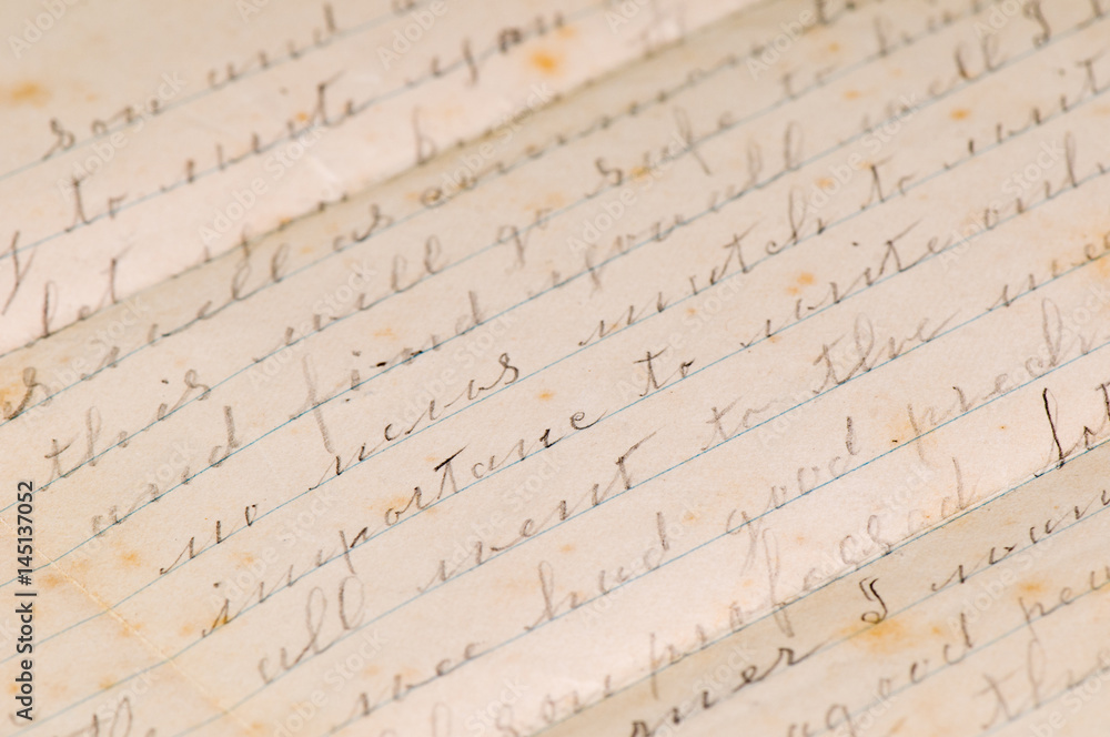 Fototapeta premium Vintage old aged letter in formal handwriting background