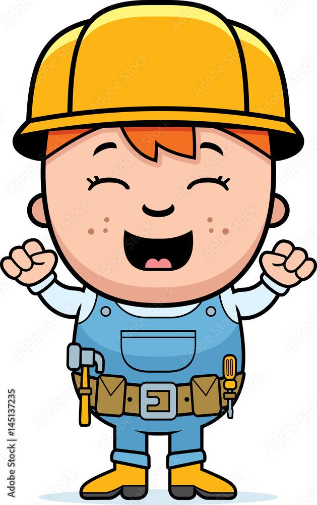 Child Builder Excited