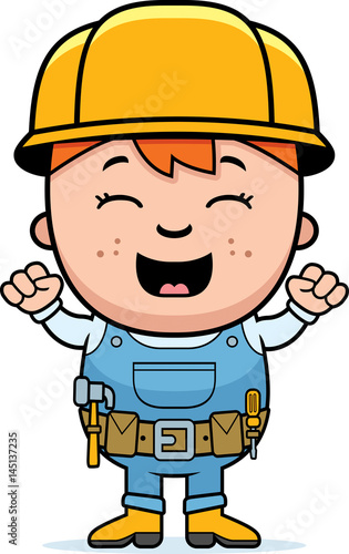 Child Builder Excited