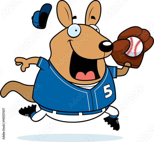 Cartoon Wallaby Baseball