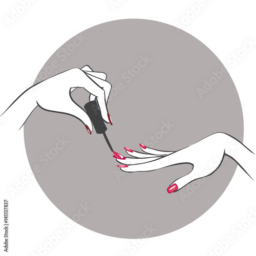 Vector illustration of hands with nailpolish