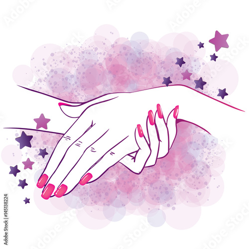 Vector illustration of hands with nailpolish