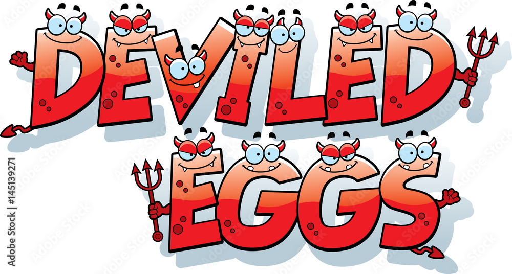 Obraz premium Cartoon Deviled Eggs Text