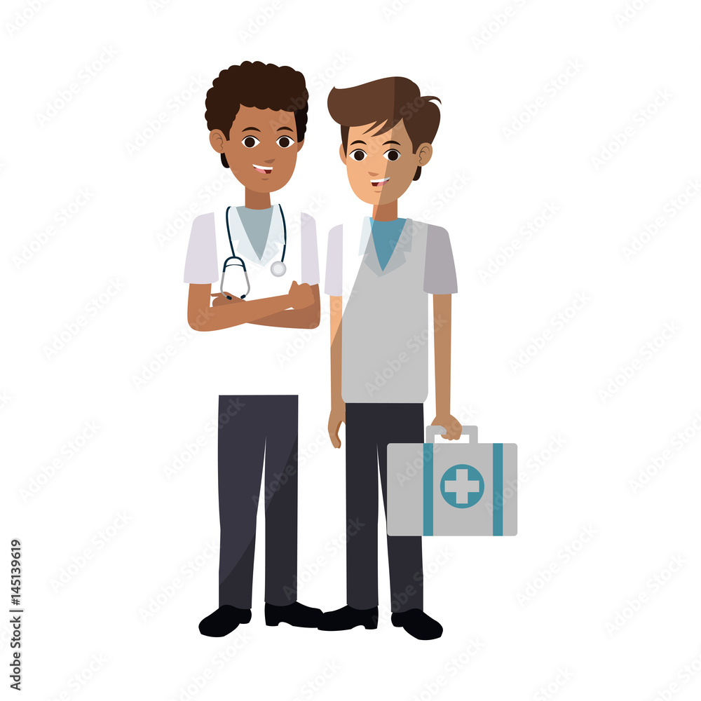 group of medical doctors over white background. colorful design. vector illustration