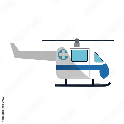 ambulance helicopter icon over white background. colorful design. vector illustration