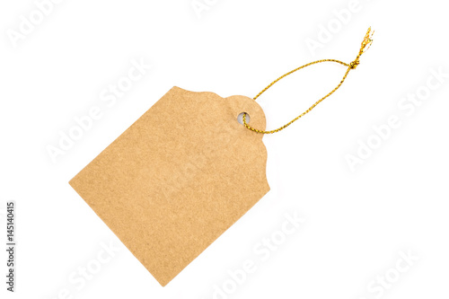 Gift card / Empty brown gift card on white background.