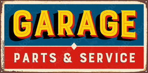 Vintage metal sign - Garage Parts & Service - Vector EPS10. Grunge and rusty effects can be easily removed for a cleaner look.
