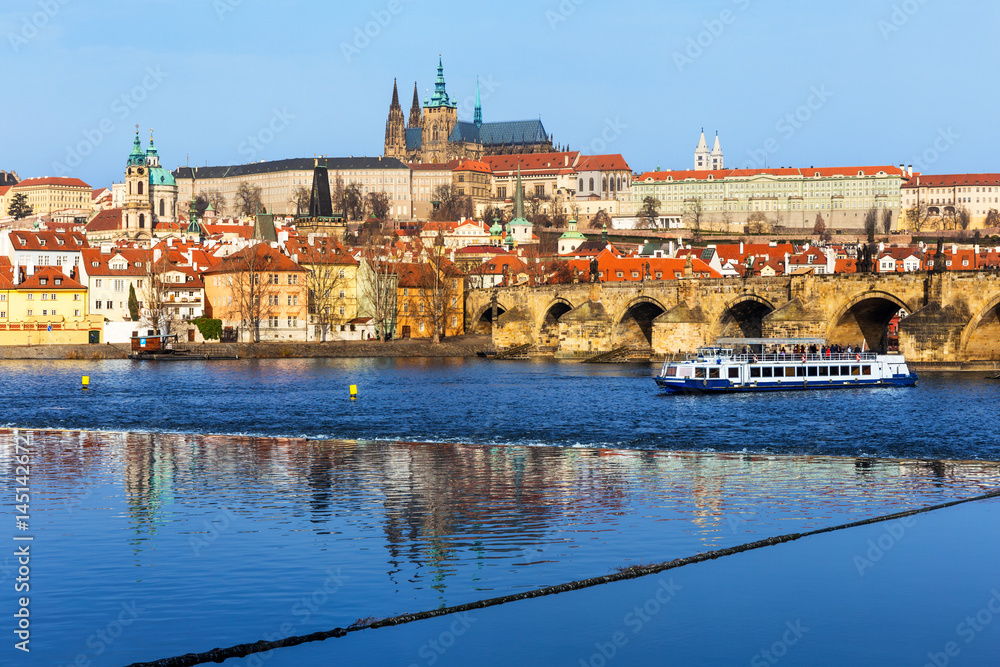 Charles Bridge and St. Vitus Cathedral in the background, Prague