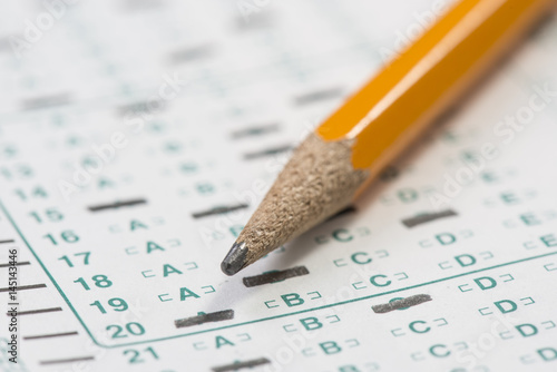 Standardized test form with pencil