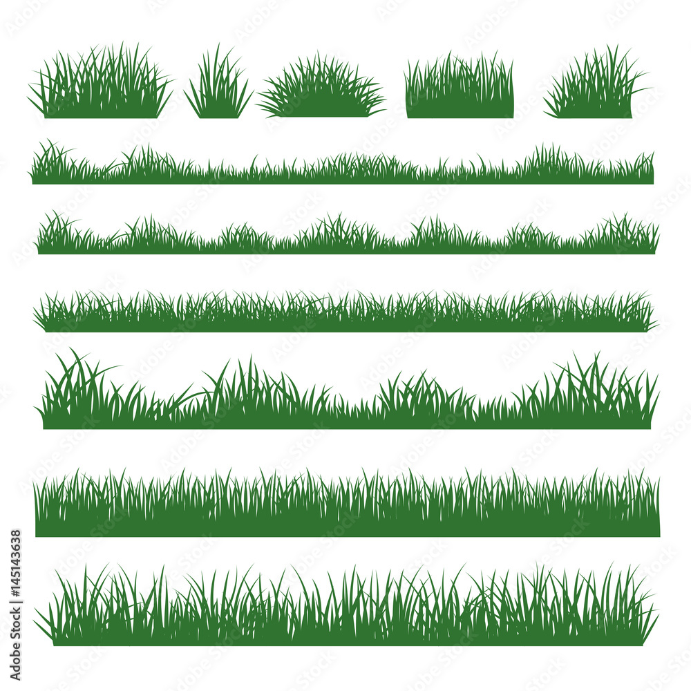Fototapeta Grass silhouette borders set on background