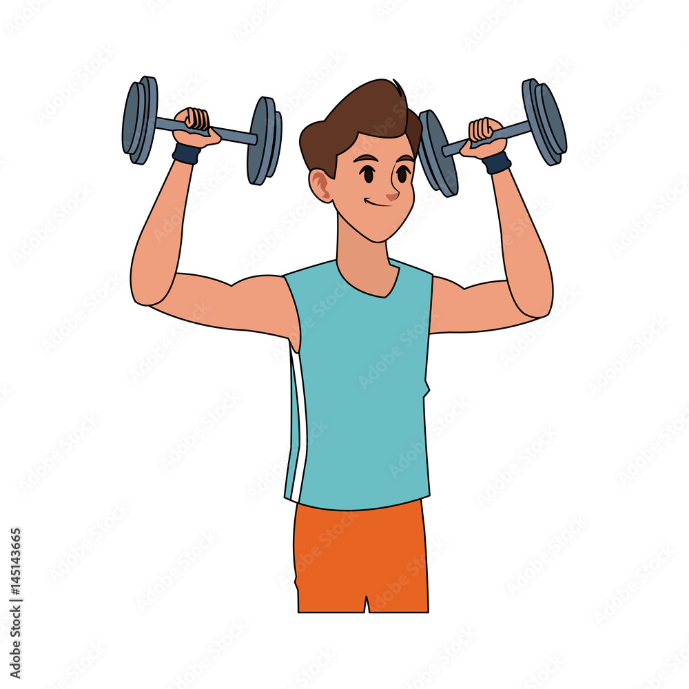 young man lifting weights sport icon image vector illustration design young man lifting weights sport icon image vector illustration design