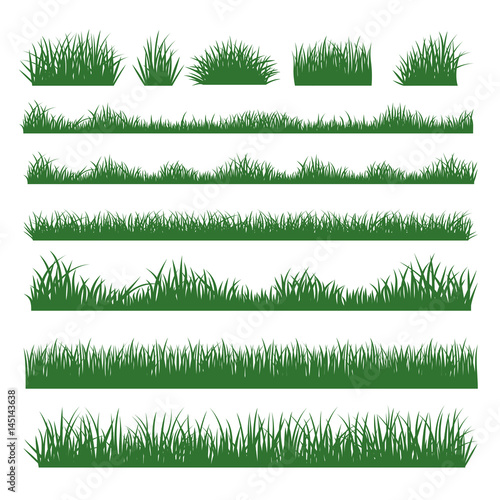Grass silhouette borders set on background
