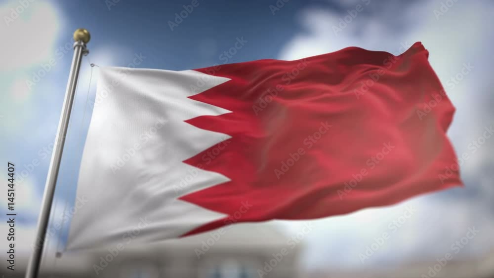 Bahrain Flag Waving Slow Motion 3D Rendering Blue Sky Background - Seamless Loop 4K Bahrain Flag Waving Slow Motion 3D Rendering Blue Sky Background - Seamless Loop 4K