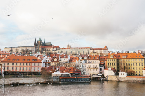 Beautiful views of the Old town with the Charles bridge in Prague, Czech Republic
