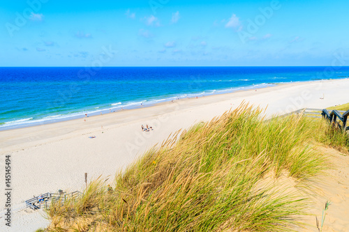 Grass sand dune and beautiful beach view, Sylt island, Germany