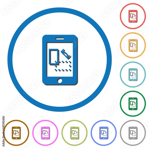 Mobile gyrosensor icons with shadows and outlines