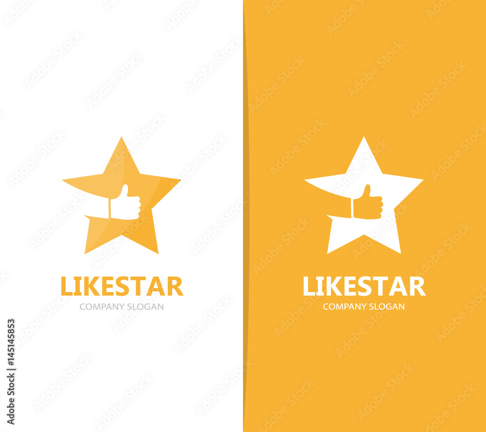 Obraz premium Vector of star and like logo combination. Leader and best symbol or icon.