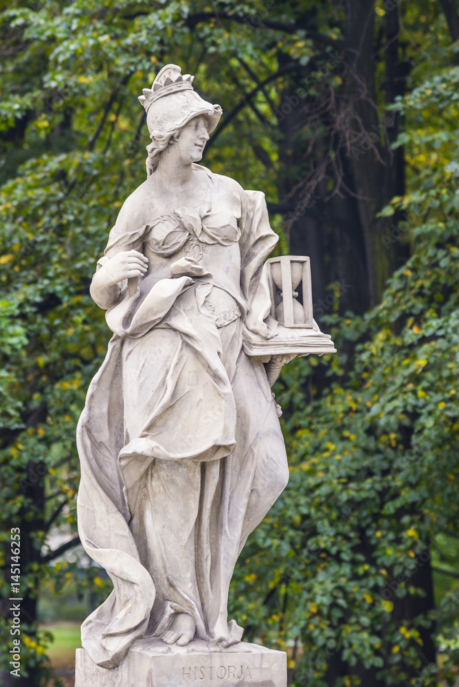 Rococo sculptures in the Saxon Garden, Warsaw, Poland