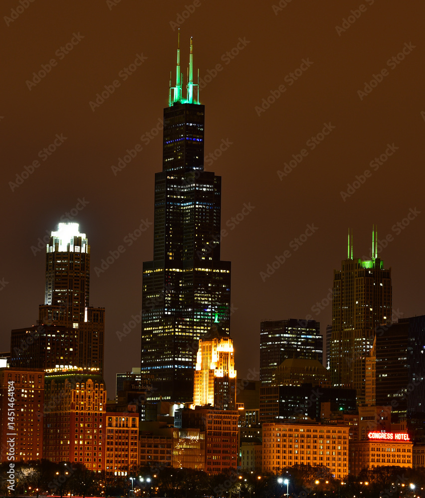 Fototapeta premium Chicago night in March