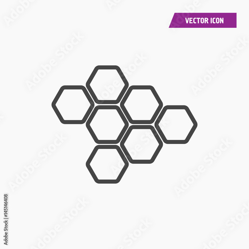 Honeycomb and bee line icon.