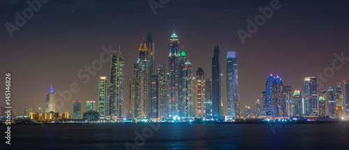 Photography Dubai Marina at Night -  Panorama