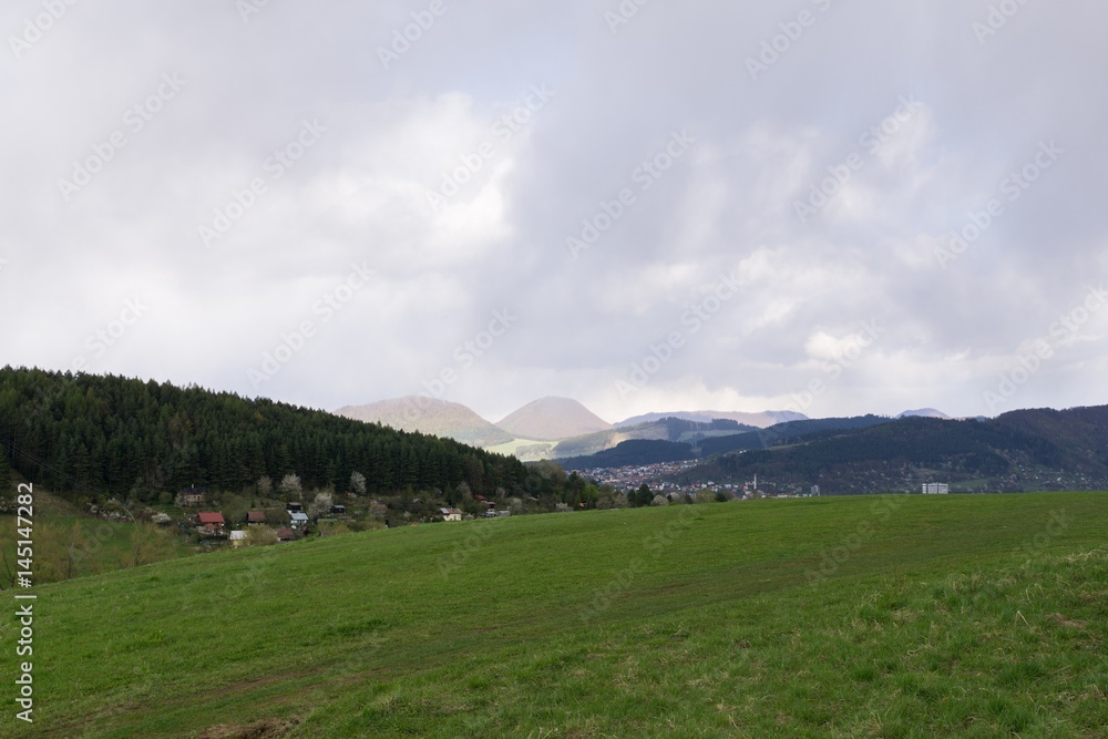 Fototapeta premium Dramatic clouds, rain in distance. Slovakia