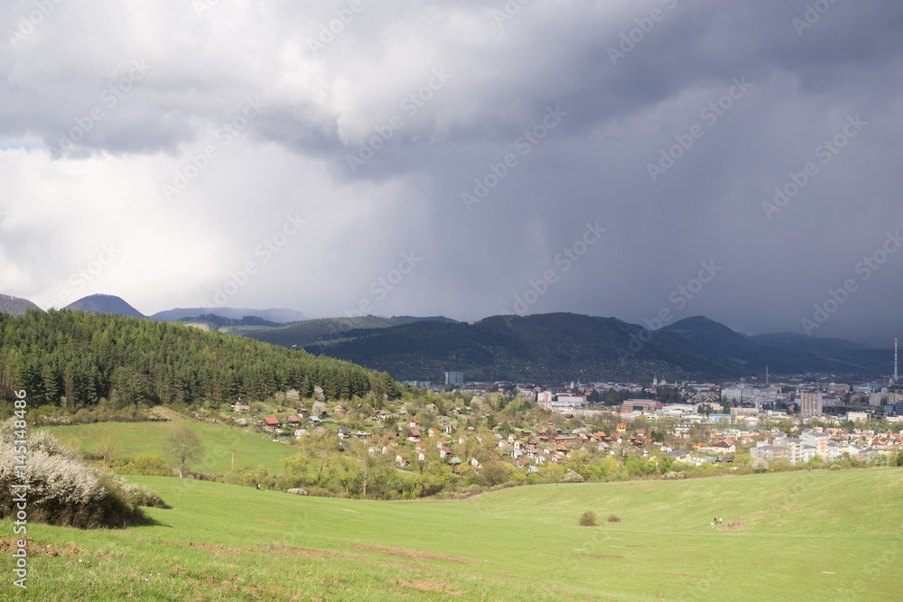 Dramatic clouds, rain in distance. Slovakia