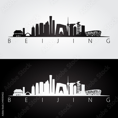 Beijing skyline and landmarks silhouette