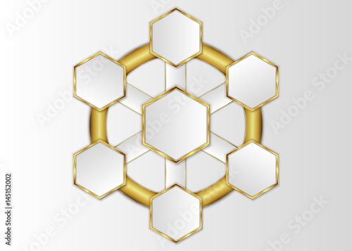 Hexagon template, hexagon label blank for design or text.