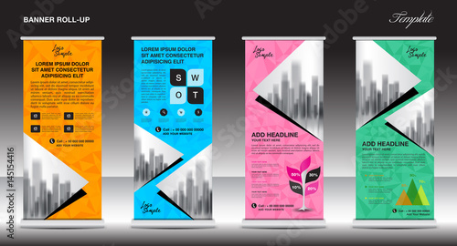 Roll Up Banner template and info graphics, stand design, advertisement, display