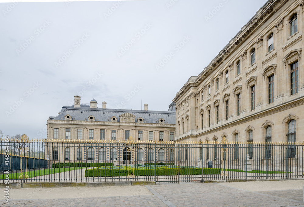 Facade of the Louvre museum in Paris, France