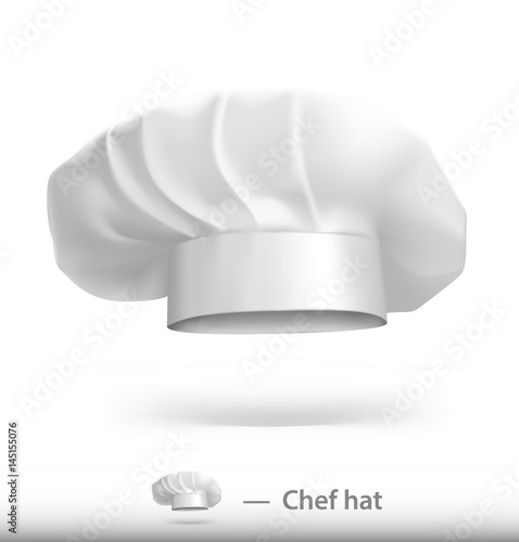 Chef hat with realistic shadow isolated on white background. Vector illustration