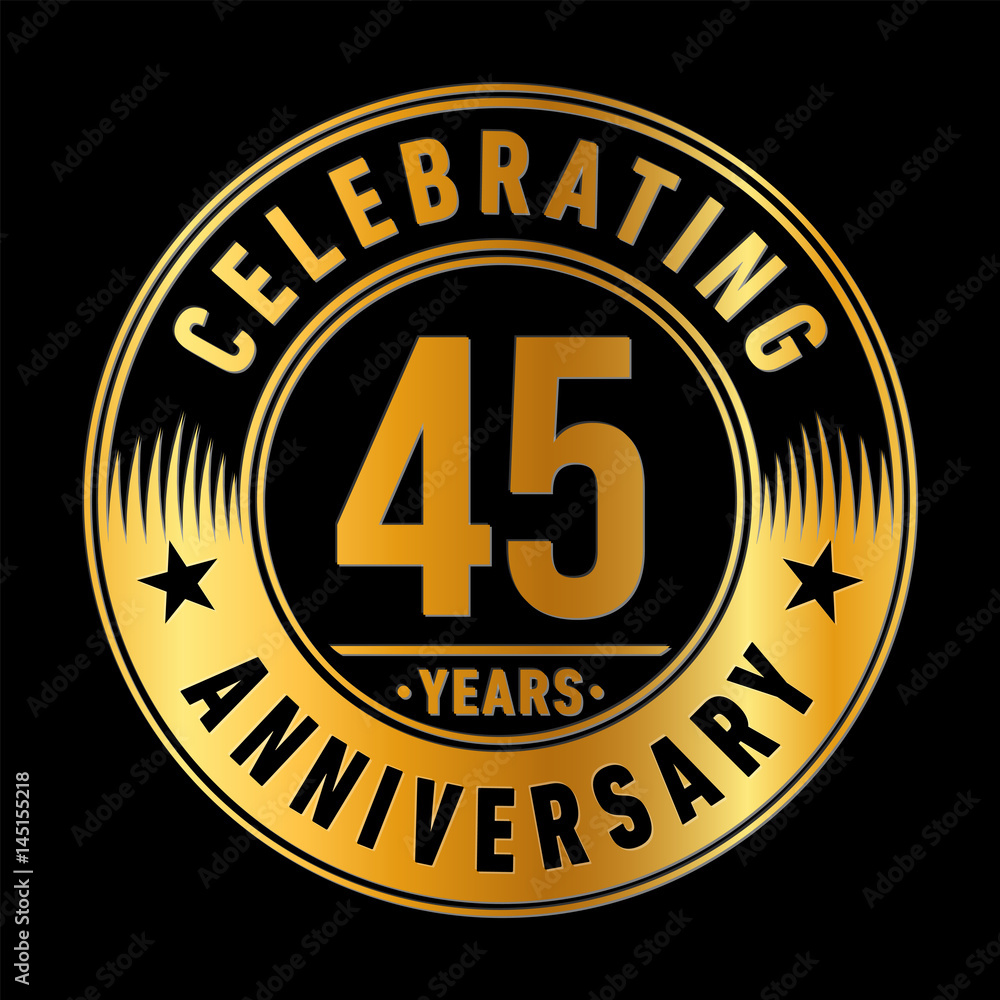 45 years anniversary logo template. Vector and illustration. 
