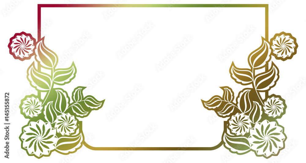 Obraz premium Gradient filled holiday label with decorative flowers and artistic written greeting text 