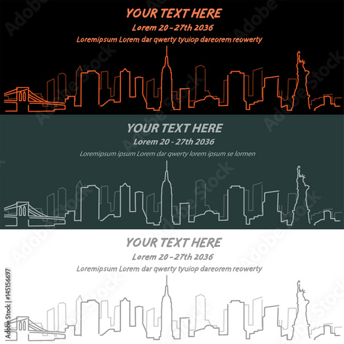 New York Event Banner Hand Drawn Skyline