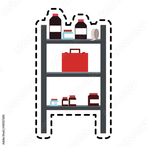 first aid kit and shelf  icon image vector illustration design 