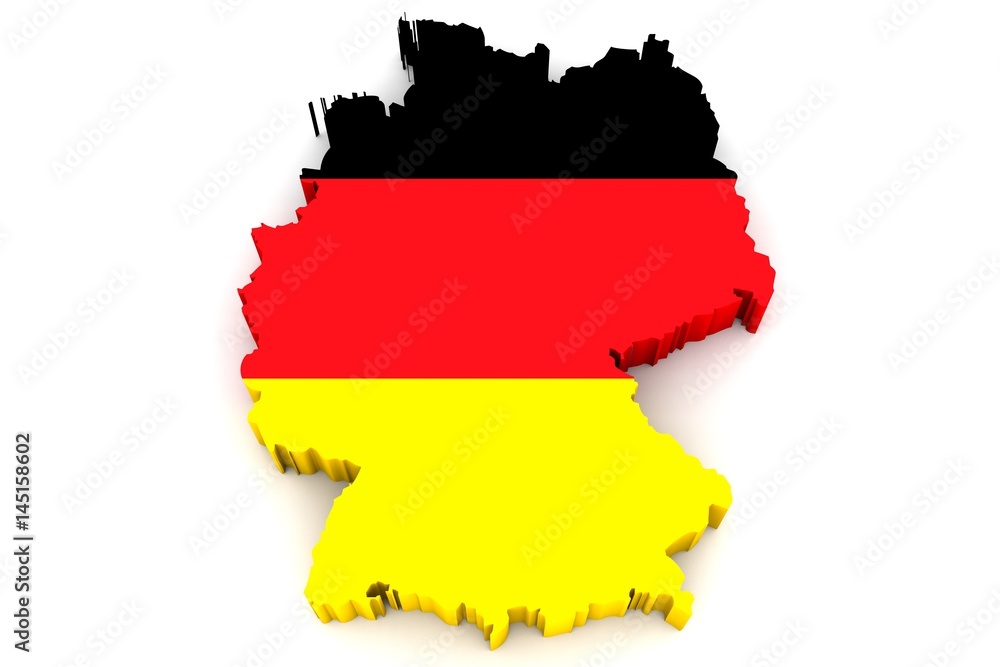 Country shape of Germany - 3D render of country borders filled with colors of German Country shape of Germany - 3D render of country borders filled with colors of German
