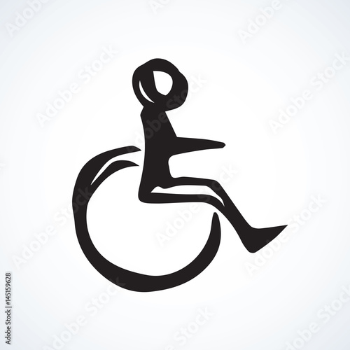 Disabled person in the stroller. Vector drawing