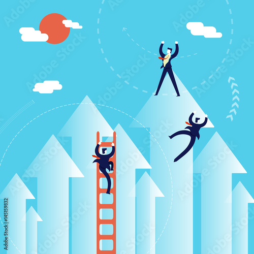 Business men climb to success concept illustration