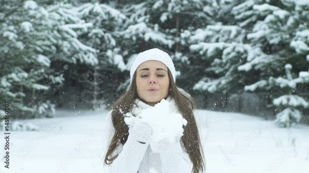 Beautiful Woman Blowing Snow Beautiful Woman Blowing Snow